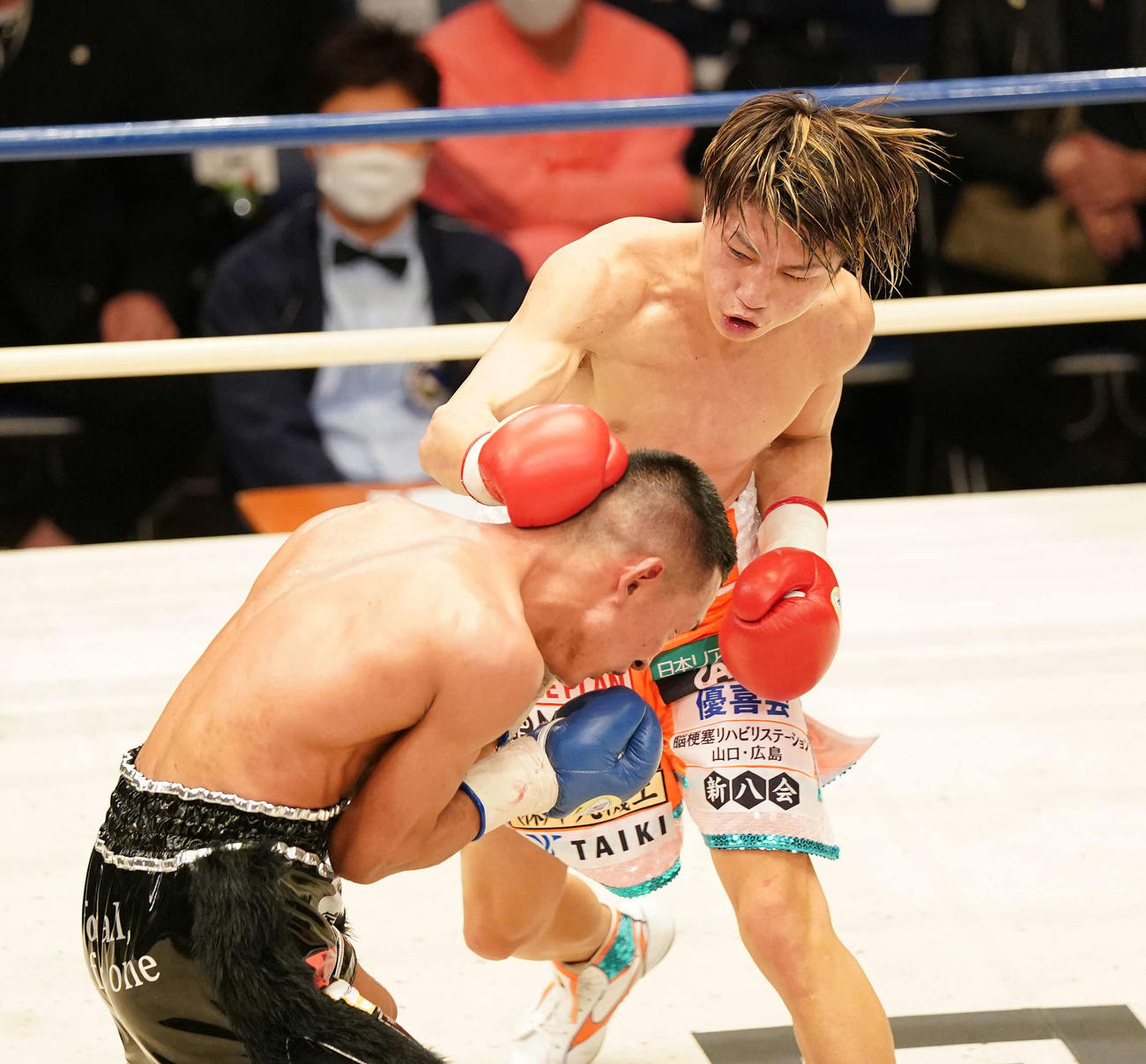 8回、湊（下）を攻める桑原（撮影・鈴木みどり）