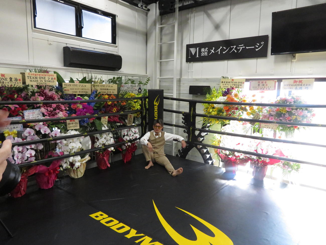 TEAM ONEジムのお披露目会を行った皇治（撮影・松熊洋介）