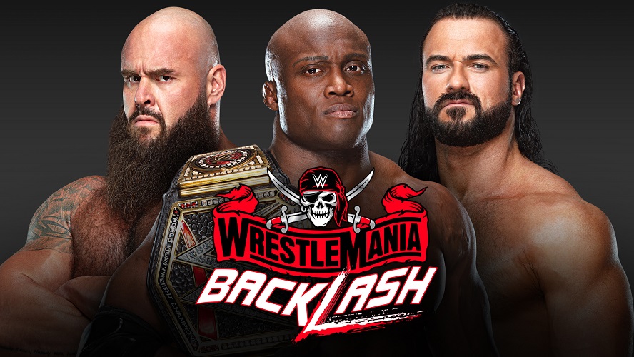 5月16日のPPV大会でWWEヘビー級王者ラシュリー（中央）にマッキンタイア（右端）と挑戦するストローマン（C）2021 WWE, Inc. All Rights Reserved.