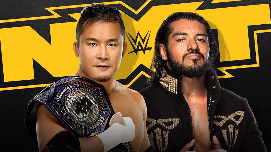翌週のNXT大会で前王者エスコバー（右）との防衛戦が決まったNXTクルーザー級王者KUSHIDA（C）2021 WWE, Inc. All Rights Reserved.
