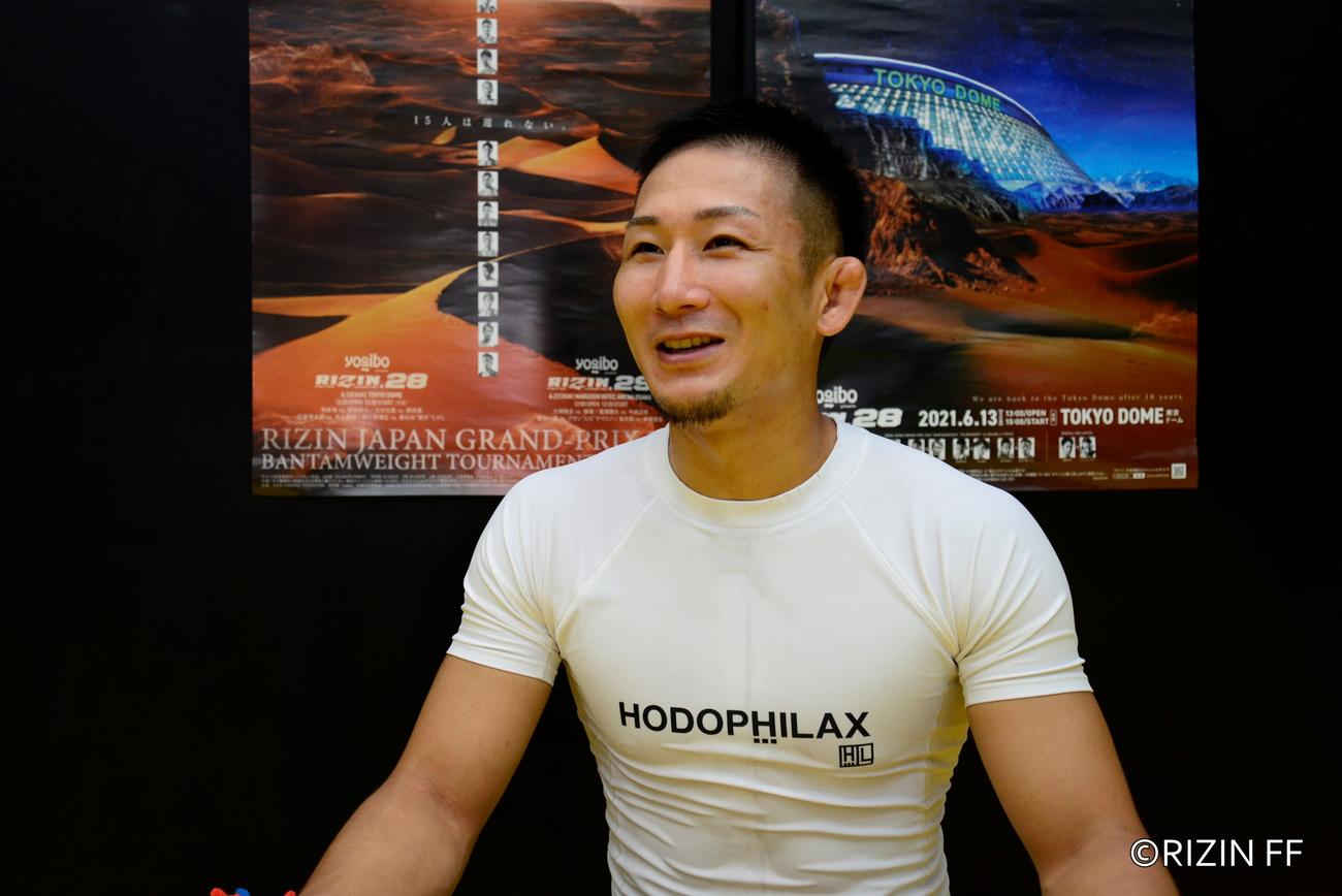6月5日、RIZIN28大会に向けた公開練習を行った元谷友貴（RIZIN FF提供）