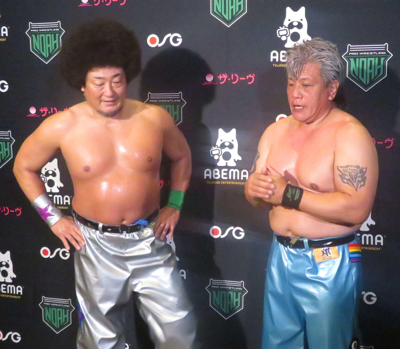 試合後、故・三沢光晴さんの思い出を語る（撮影・松熊洋介）