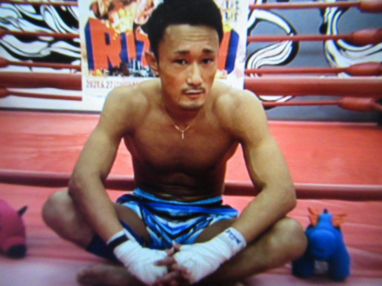 ライジンの公開練習後、オンライン会見に臨んだ梅野©RIZIN