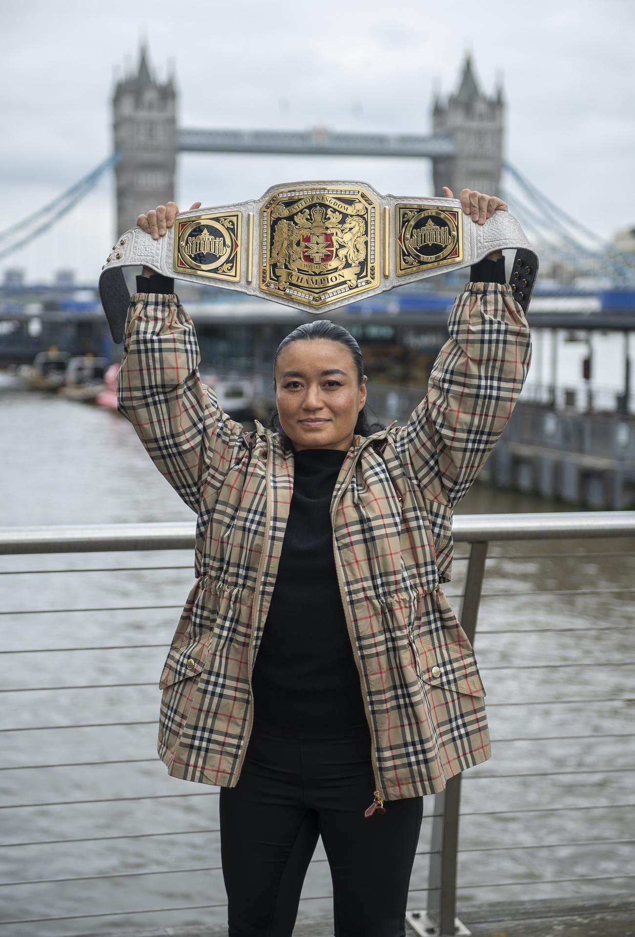 NXT UK女子王座を獲得した里村明衣子（C）2021 WWE, Inc. All Rights Reserved.