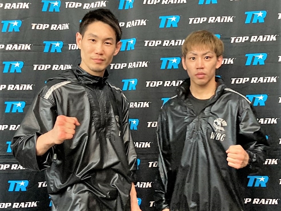 26日にロマチェンコ戦を控える中谷（左）、プロデビュー戦に臨む村田が現地トレを開始（帝拳ジム提供）