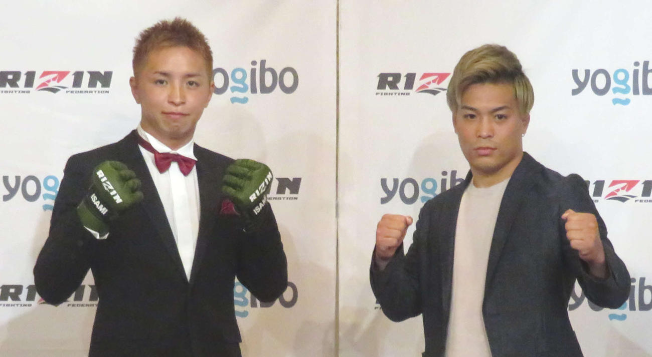 9月19日のRIZIN30大会で対戦する、太田忍（右）と久保優太（撮影・松熊洋介）
