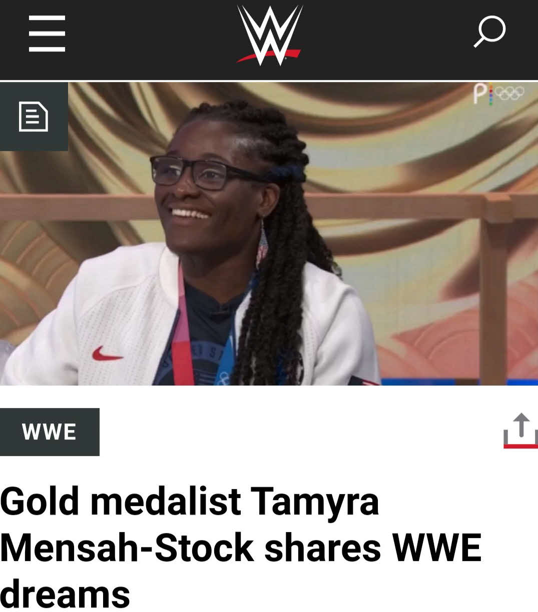 東京五輪女子レスリング68キロ級金メダリストのストックメンサがWWE参戦に興味を示したことを伝えるWWE公式サイト