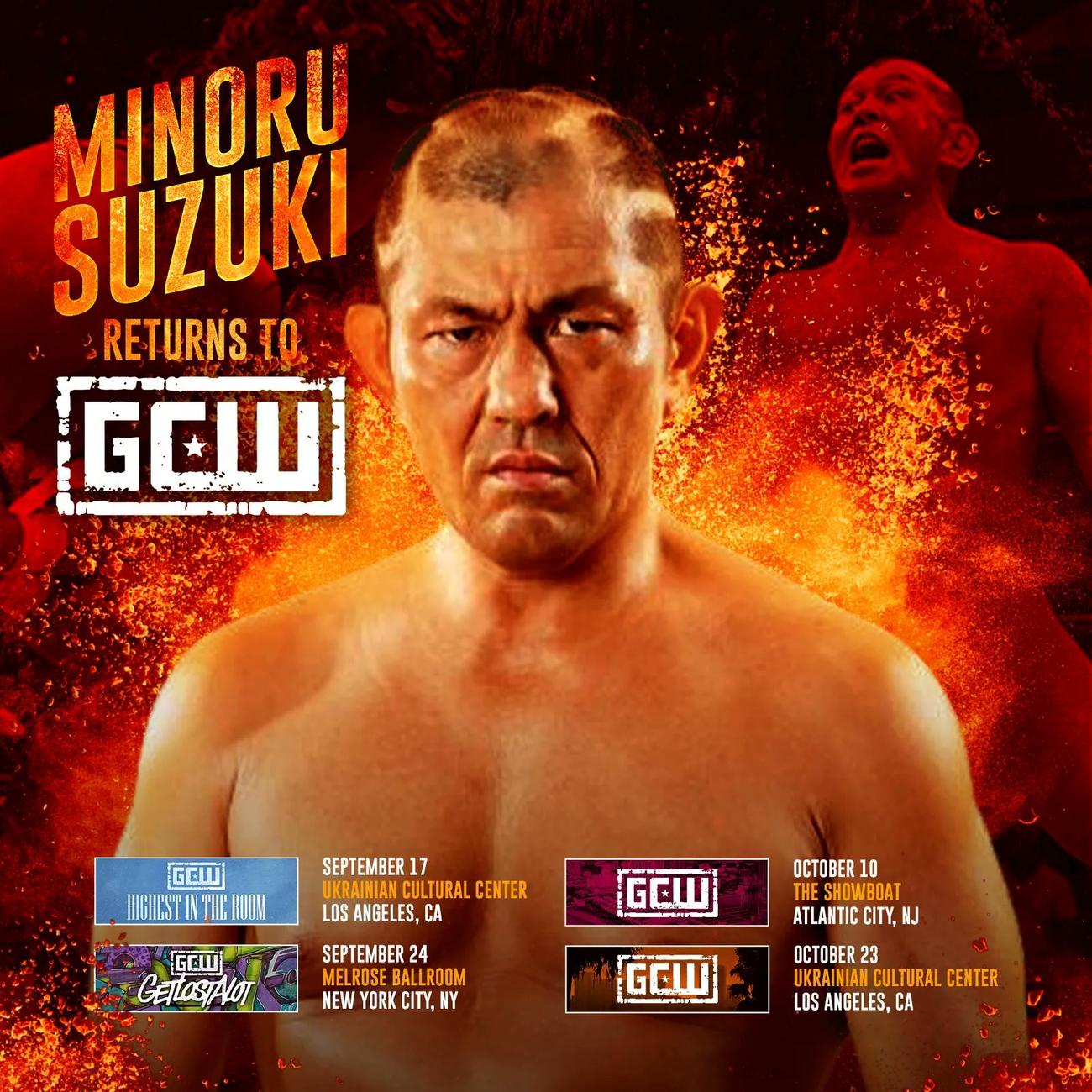 9～10月に米団体GCW参戦が発表された鈴木軍のボス鈴木みのる（GCW公式SNSより）