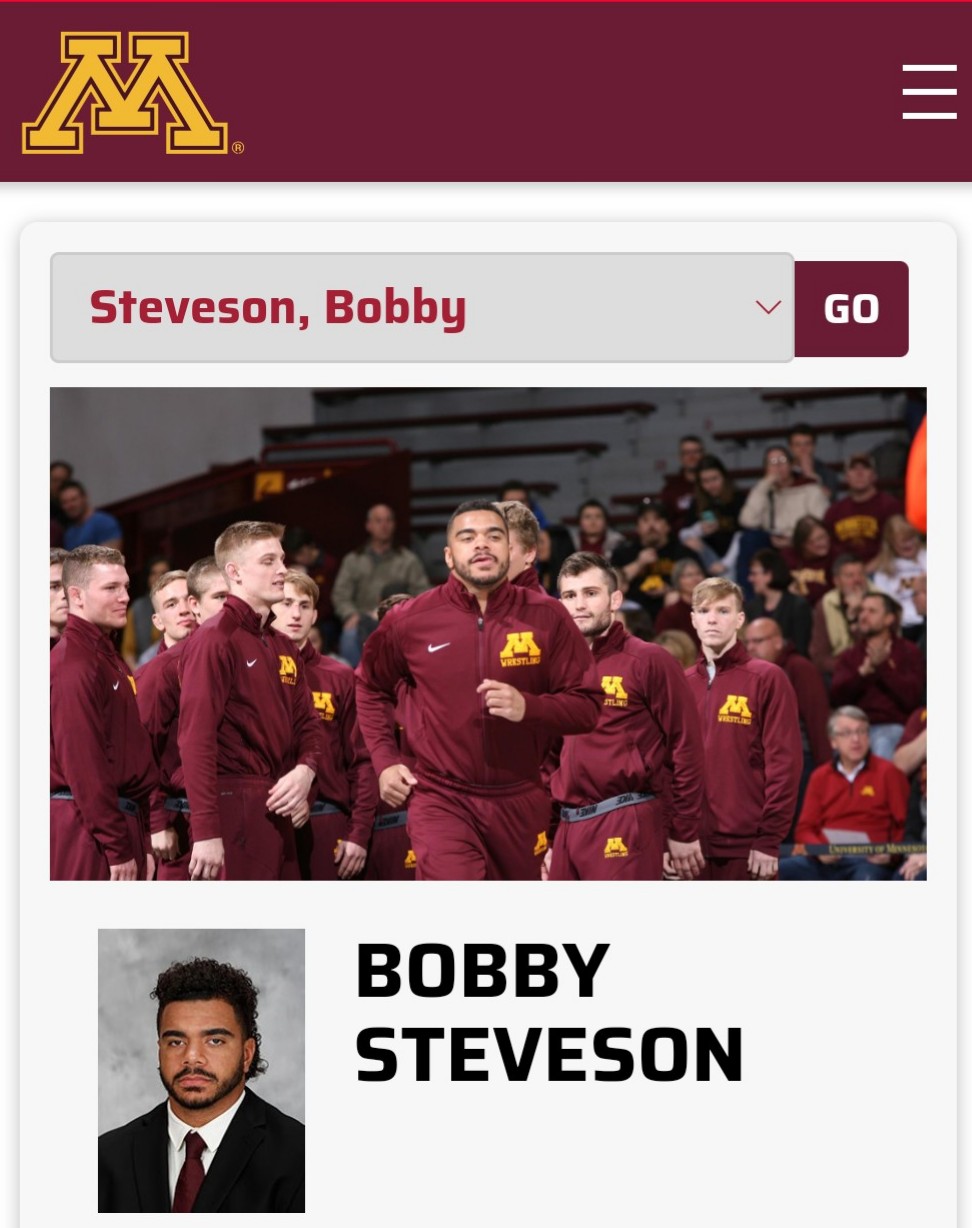 WWE入団が発表された東京五輪レスリングフリースタイル125キロ級金メダルのスティーブンソンの兄ボビー（ミネソタ大レスリング部公式サイトより）