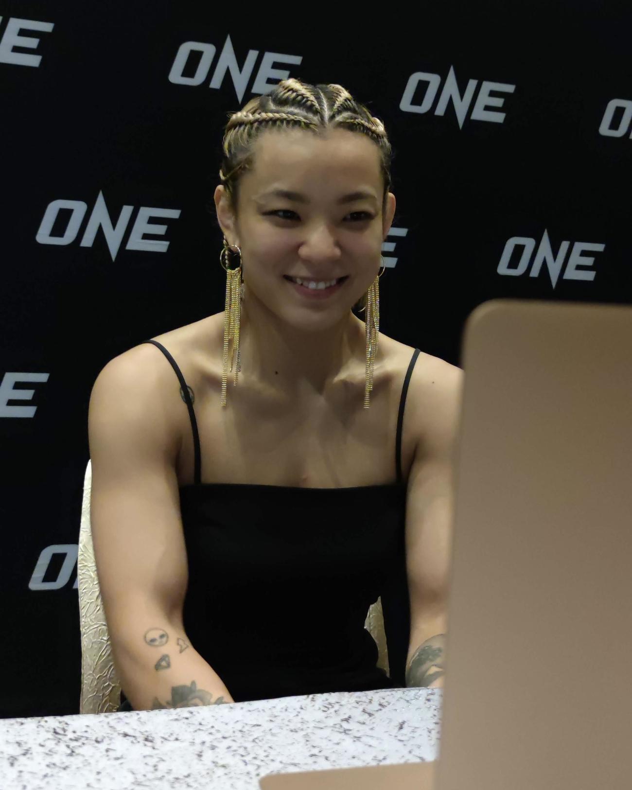 3日のONE女子アトム級GPに向け、オンラインで取材対応した平田樹(C) ONE Championship