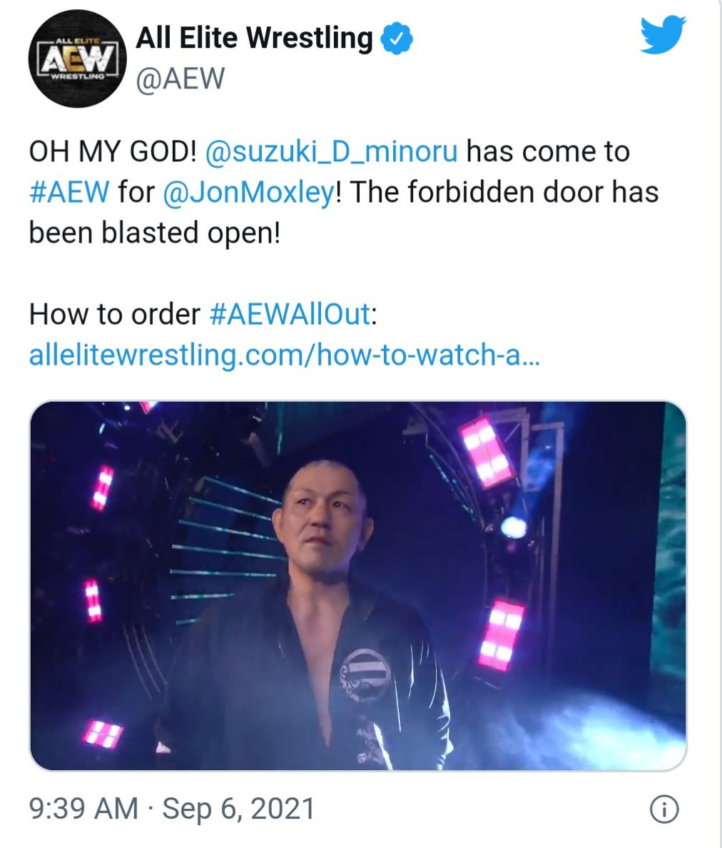 AEWマットに初登場したユニット「鈴木軍」ボスの鈴木みのる（AEW公式ツイッターより）