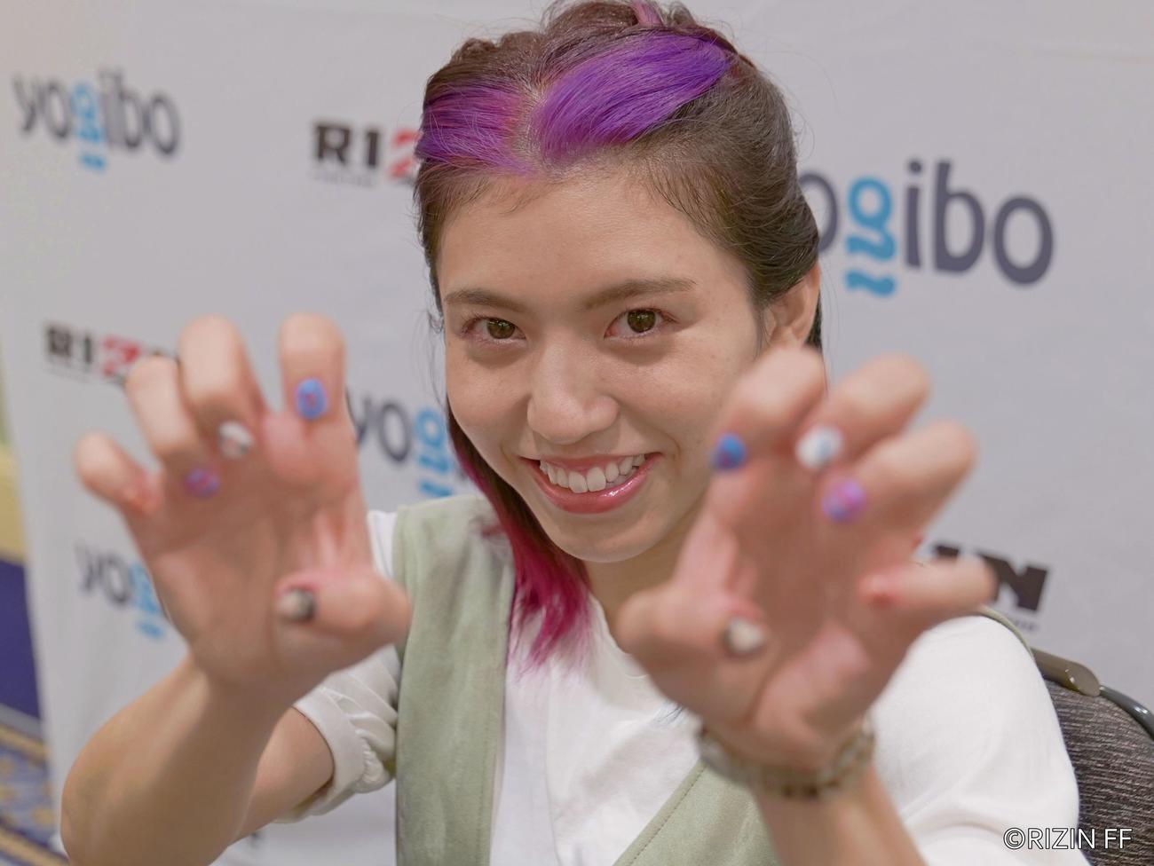 RIZIN初陣を2日後に控えるぱんちゃん璃奈（RIZIN FF提供）