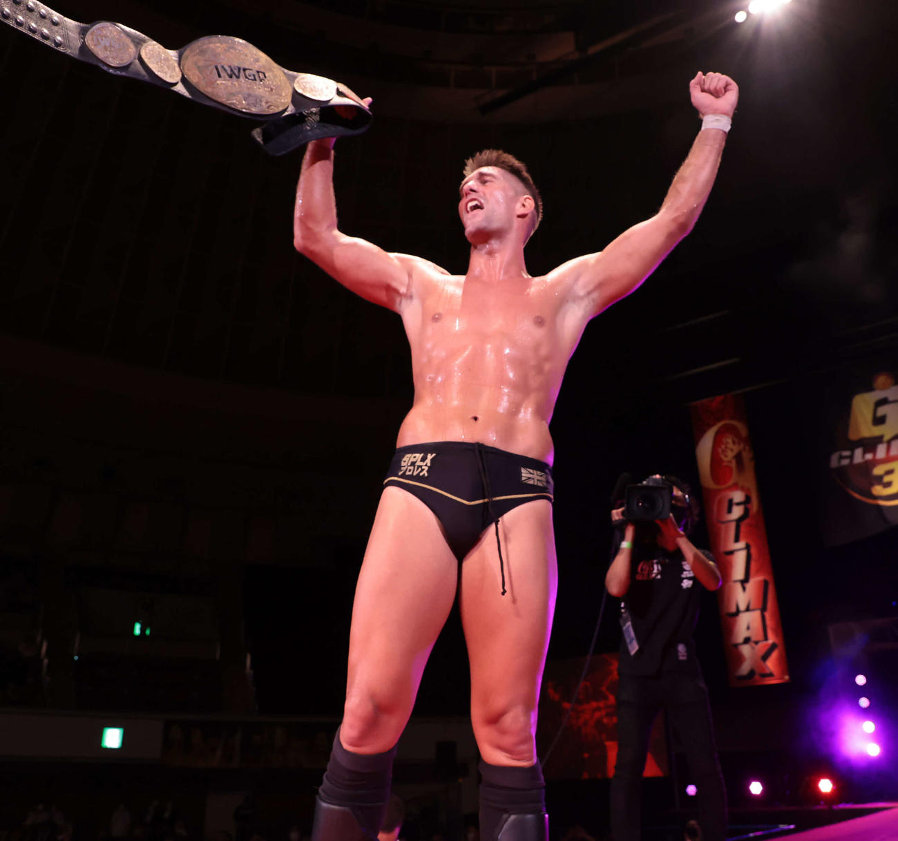 新日本プロレスG1クライマックス　飯伏幸太に勝利したザック・セイバーJr．（新日本プロレス提供）