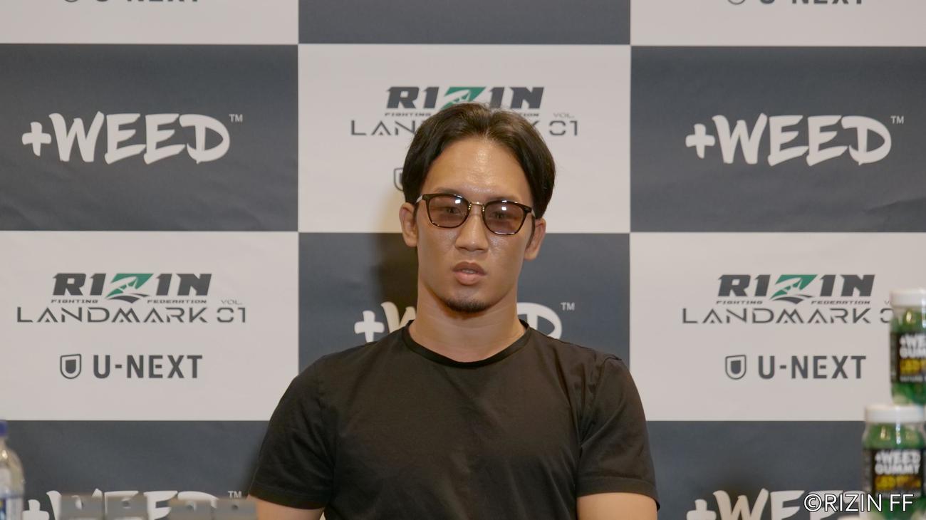 10月2日のRIZIN LANDMARK大会に向け、取材に応じた朝倉未来（RIZIN FF提供）