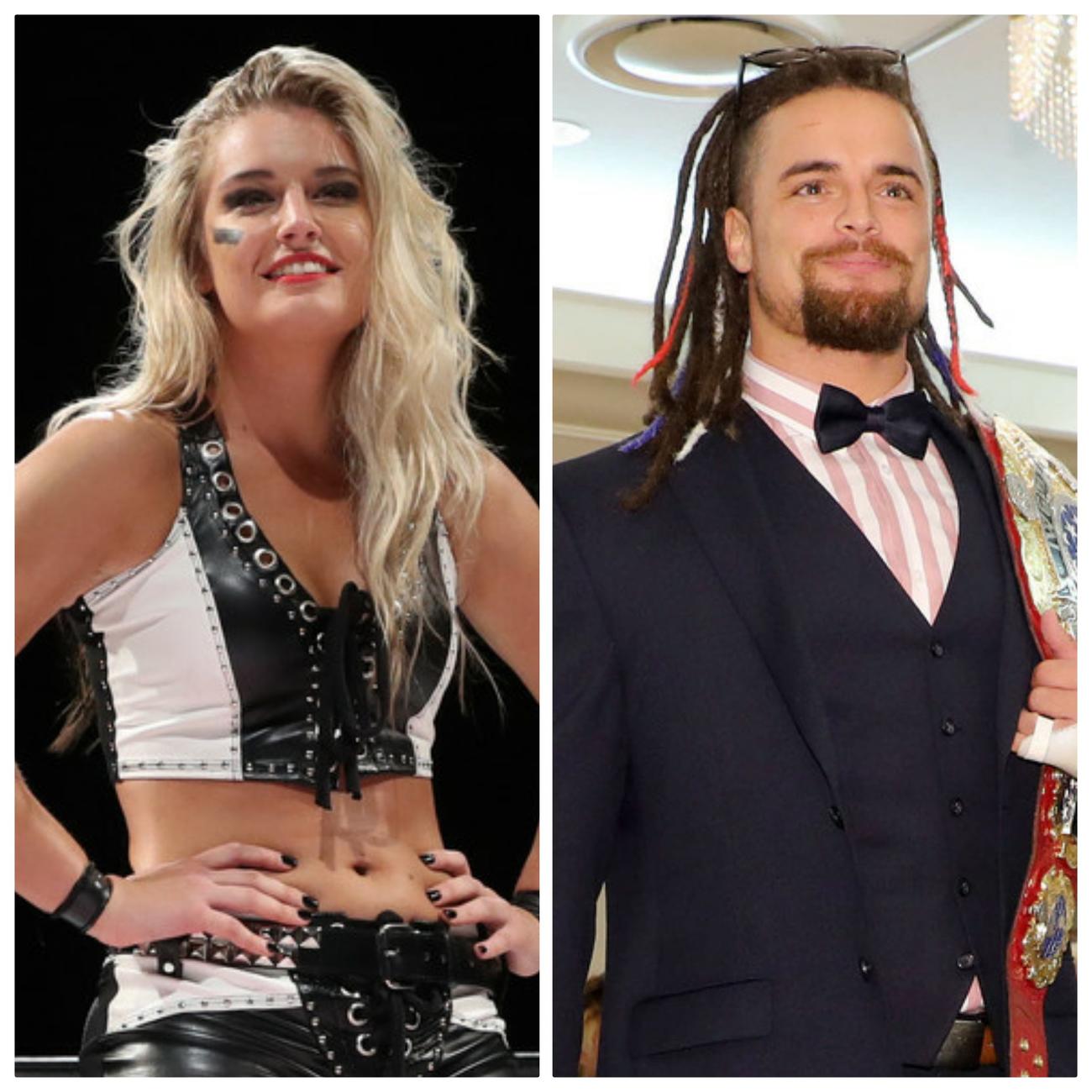 婚約を発表したWWEのトニー・ストーム（左）と新日本プロレスのジュース・ロビンソン