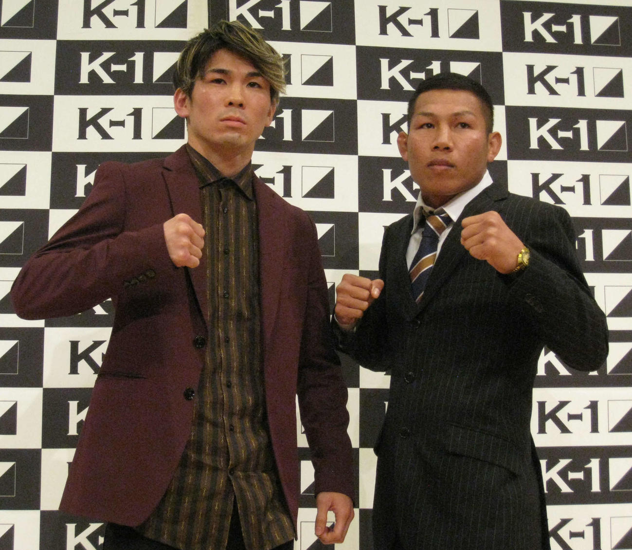 61・5キロ契約での対戦が決まったレオナ・ぺタス（左）とマキ・チャーチャイ（撮影・吉池彰）