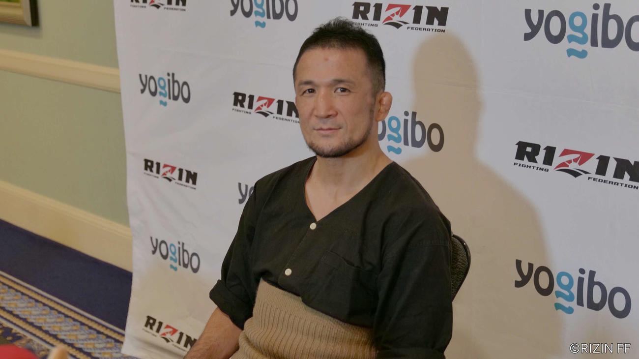 RIZIN31大会の試合前会見で笑顔を見せる中村大介（RIZIN FF提供）