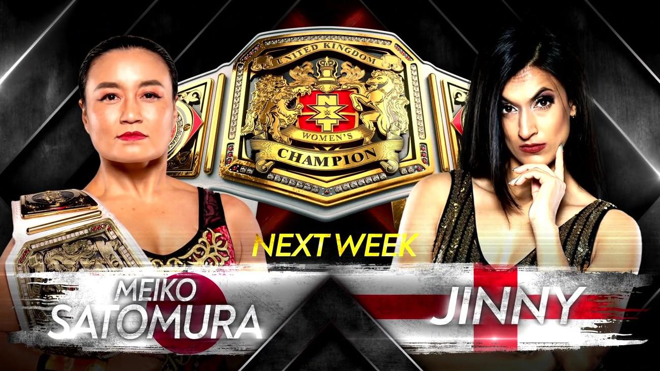 次週のNXT UK大会で防衛戦に臨むNXT UK女子王者里村（左）。右は挑戦者のジニー（Ｃ）2021 WWE, Inc. All Rights Reserved.