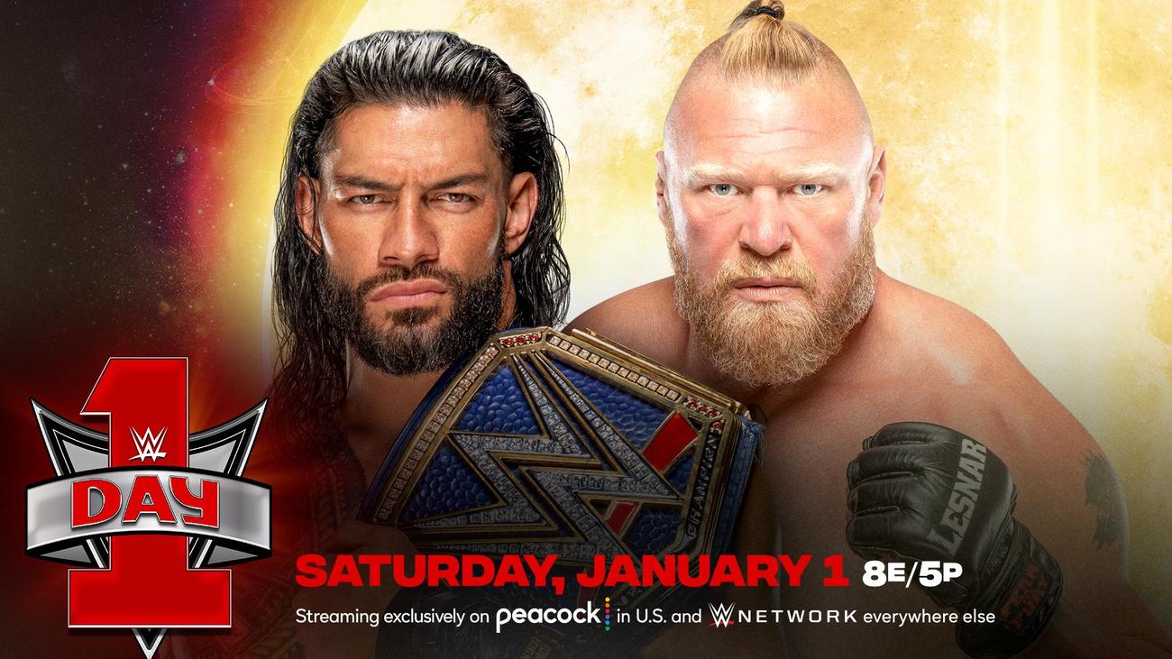 22年1月1日開催のPPV「DAY1」大会でWWEユニバーサル王者レインズ（左）に挑戦するレスナー（C）2021 WWE, Inc. All Rights Reserved.