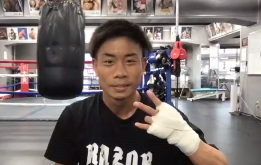 公開練習したWBO世界ミニマム級1位谷口
