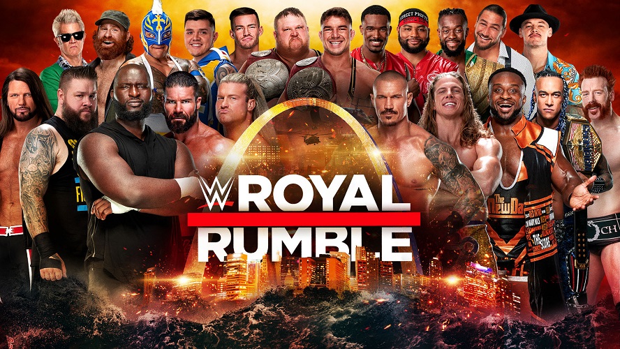 22年の男子ロイヤルランブル戦に出場予定の選手たち（C）2022 WWE, Inc. All Rights Reserved.
