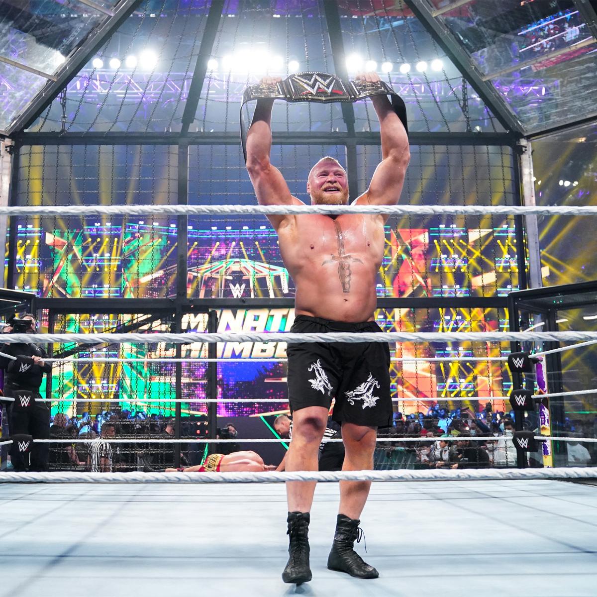 WWEヘビー級王者に返り咲いたレスナー（C）2022 WWE, Inc. All Rights Reserved.