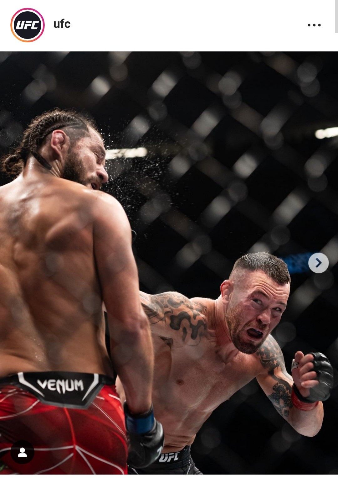 マスヴィダル（左）とのランカー対決を制した元UFCウエルター級暫定王者コヴィントン（UFC公式インスタグラムより）