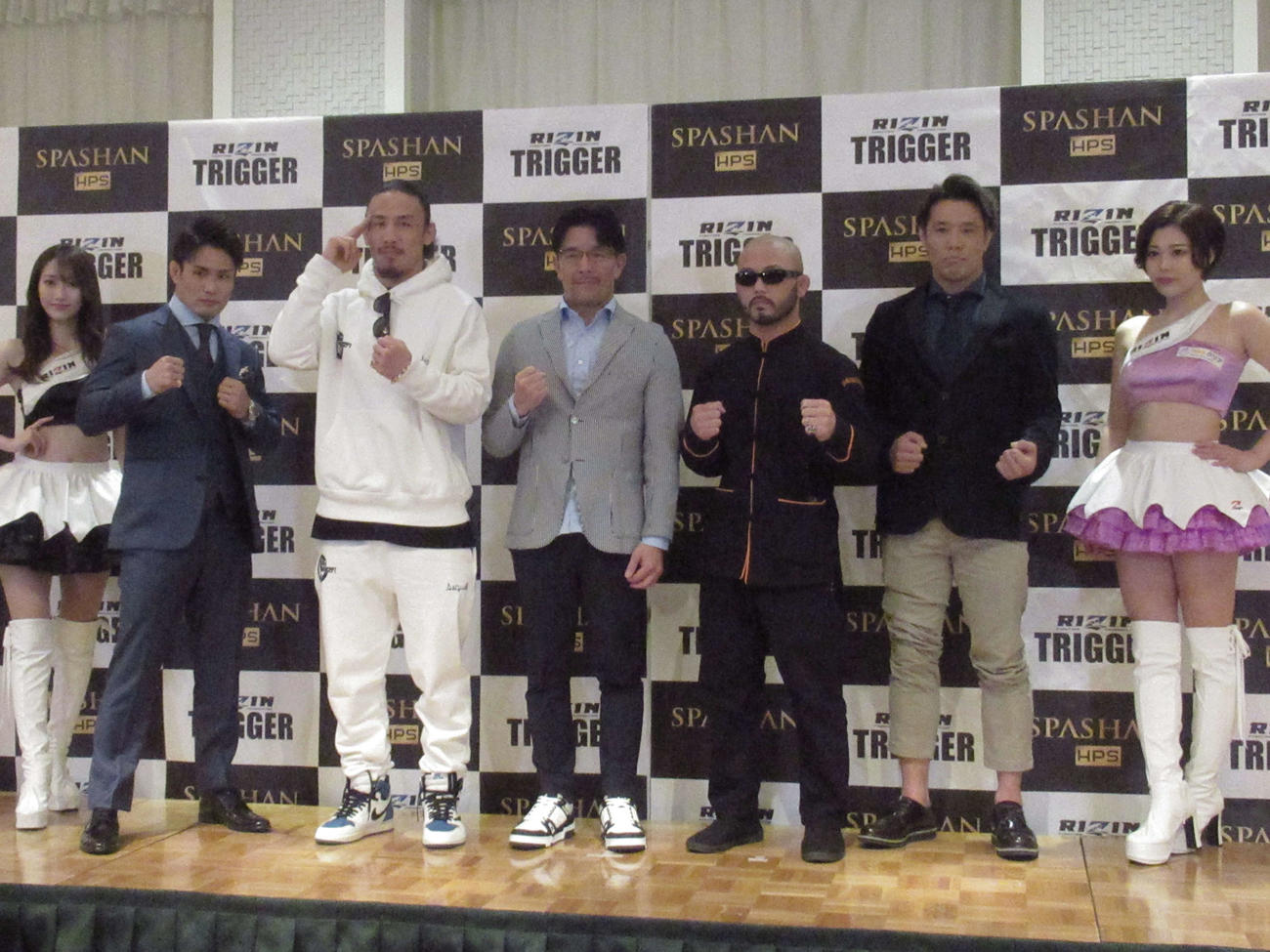 RIZINトリガー3大会カード発表会見の登壇者（撮影・勝部晃多）