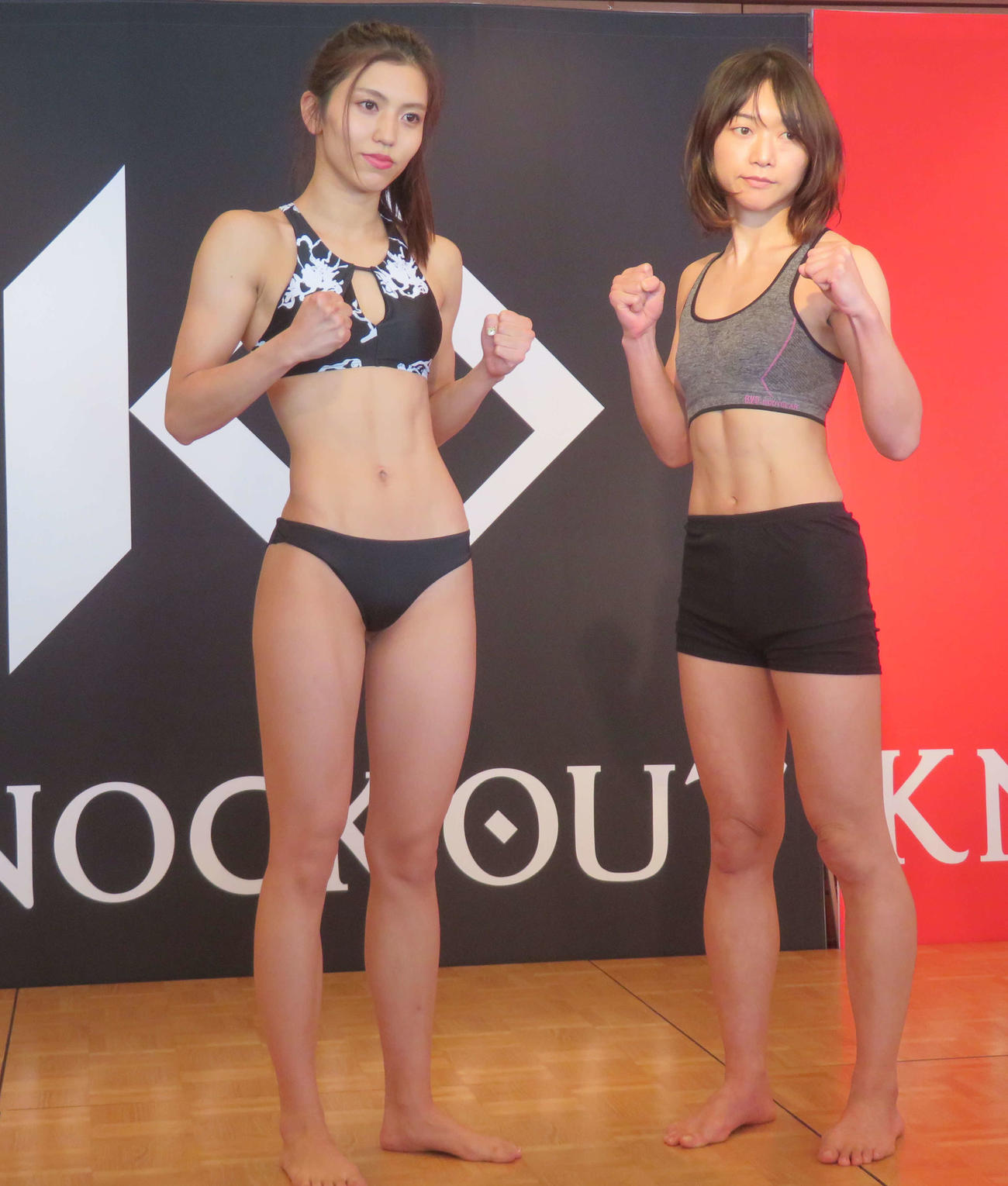 計量パス後、気合の入った表情をみせたぱんちゃん璃奈（左）と喜多村美紀