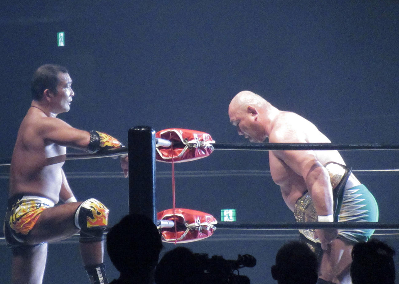 田中将斗（左）に勝利し、深々と頭を下げる藤田和之（撮影・勝部晃多）
