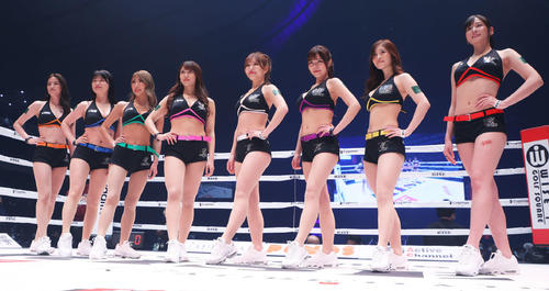 RISE ELDORADO2022　開始前、整列するラウンドガール（撮影・河田真司）