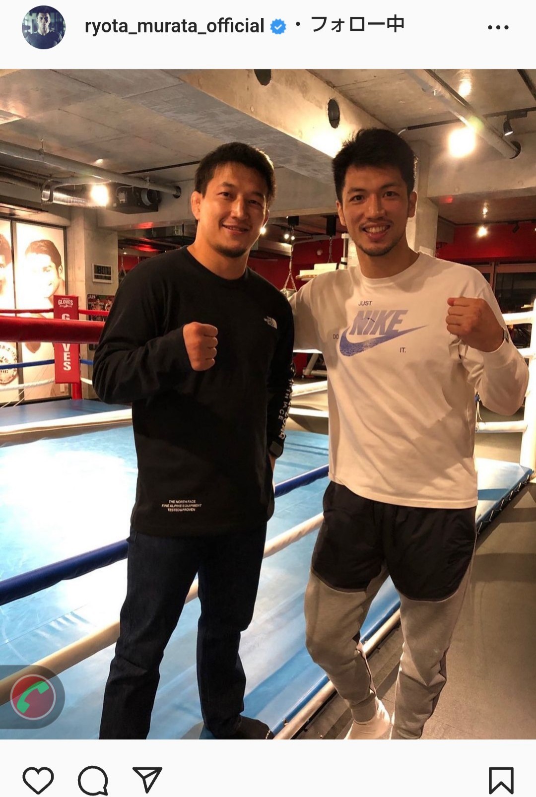 ロンドン五輪レスリング・グレコローマンスタイル60キロ級銅メダリスト松本氏とタッグを組み、指導を受けた村田（村田の公式インスタグラムより）