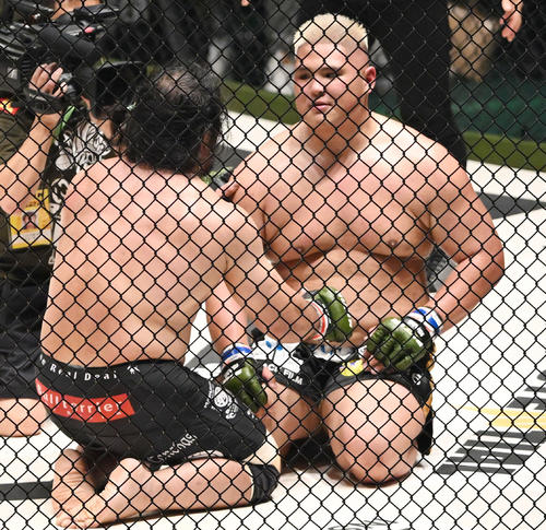 関根（手前）に敗れた貴賢神（撮影・滝沢徹郎）