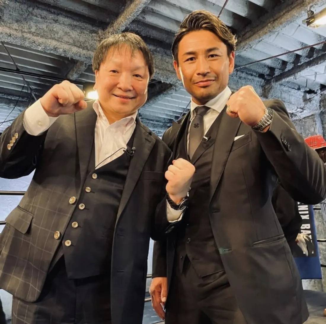 ナビゲーターの元K1ワールドMAX王者魔裟斗氏（右）と収録に臨む大橋会長（大橋ジム提供）