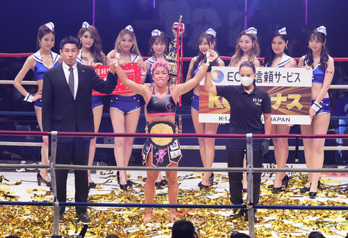 KANAはKO勝ちで初防衛に成功する（撮影・足立雅史）