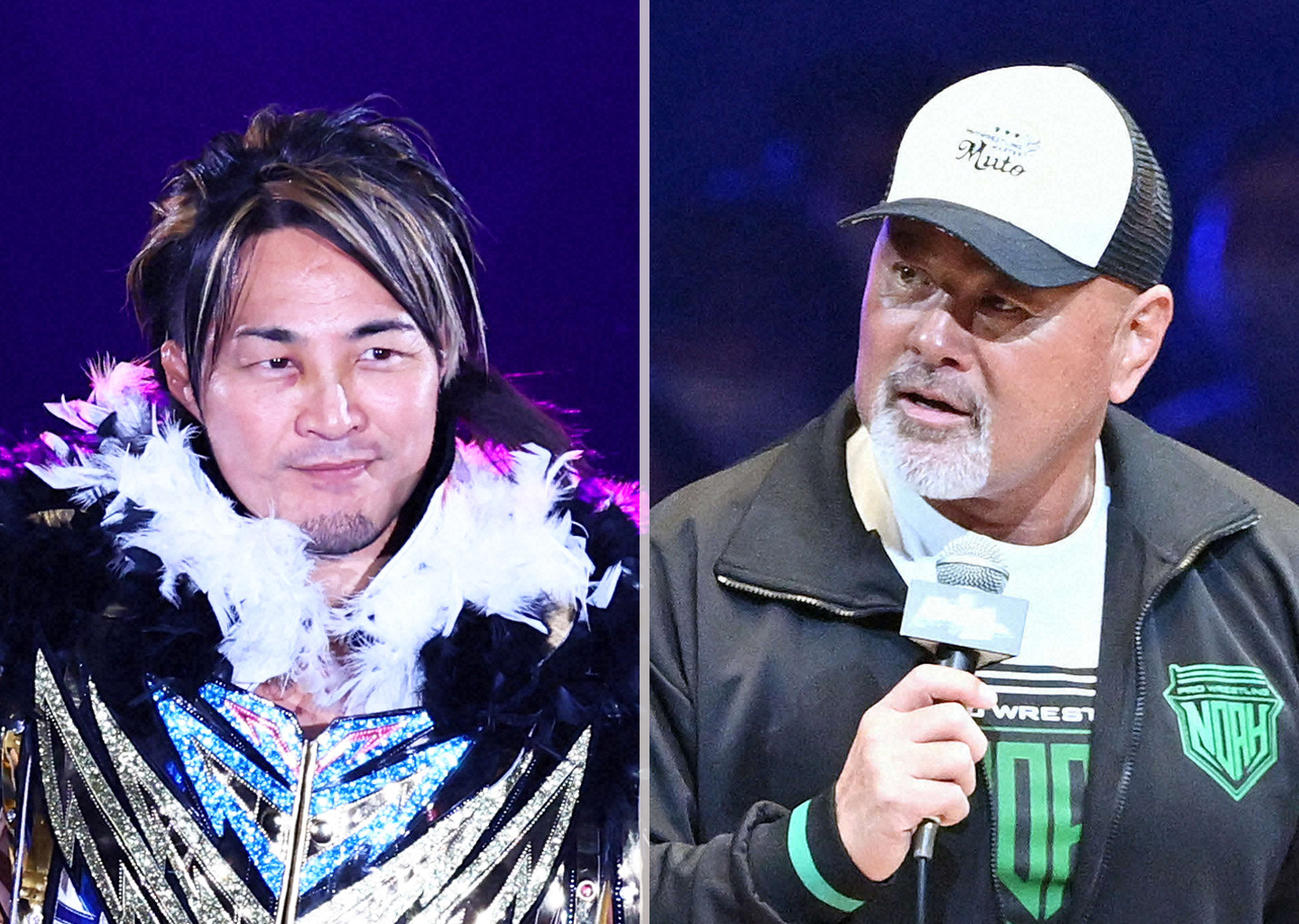 棚橋弘至（左）と武藤敬司