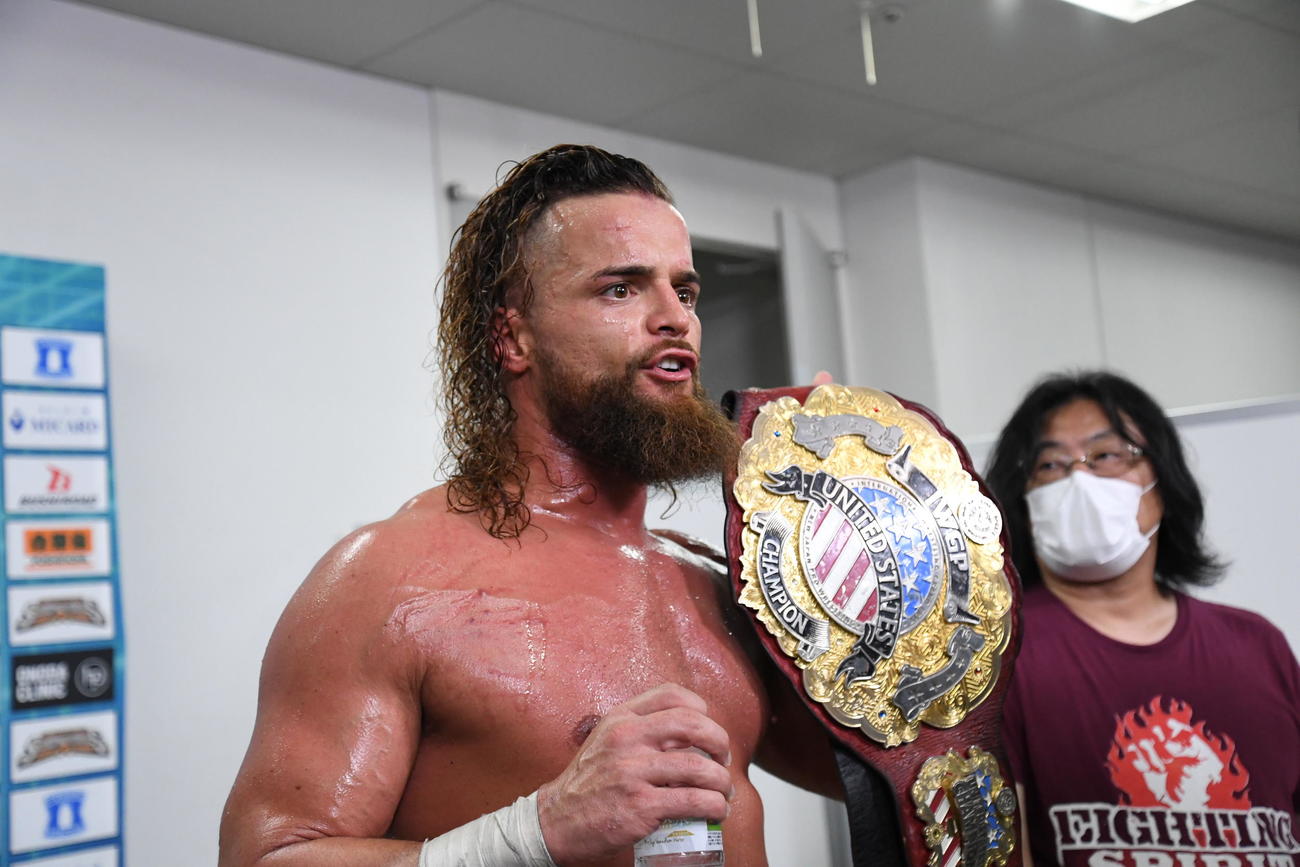 2年ぶり参戦のG1クライマックスで白星スタートを切った「自称」IWGP・USヘビー級王者ジュース・ロビンソン（新日本プロレス提供）
