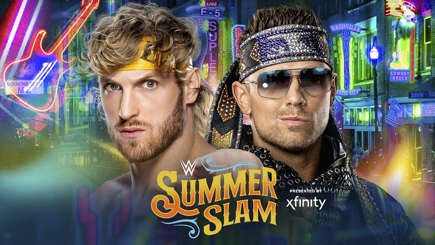 30日サマースラム大会でザ・ミズ(右）とのシングル戦が決まったローガン・ポール（C）2022 WWE, Inc. All Rights Reserved.