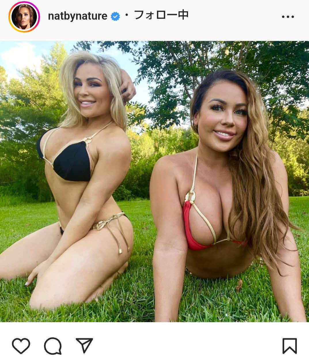 妹ジェニー（右）との水着姿を投稿したWWEの元スマックダウン女子王者ナタリア（ナタリアの公式インスタグラムより）