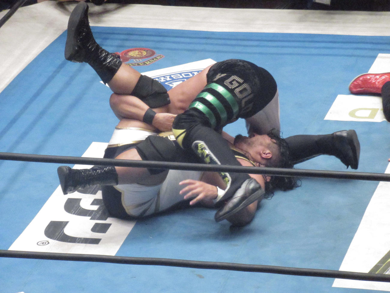 コブ（下）を丸め込むYOSHI－HASHI（撮影・勝部晃多）