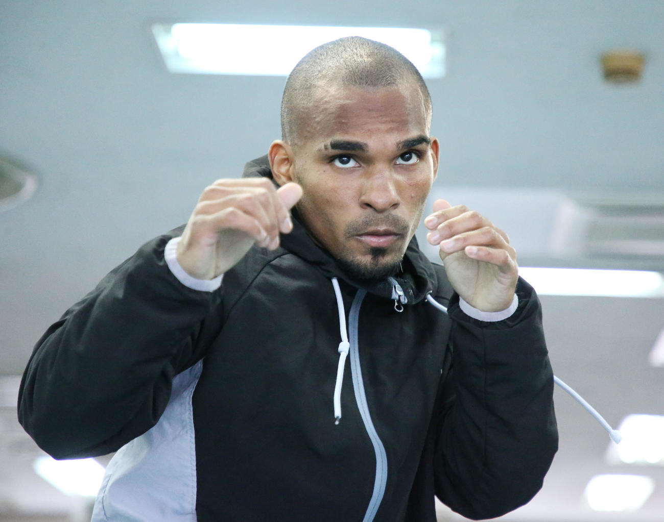 帝拳ジム　トレーニングを行うWBO世界ライトフライ級王者ゴンサレス（撮影・宮地輝）