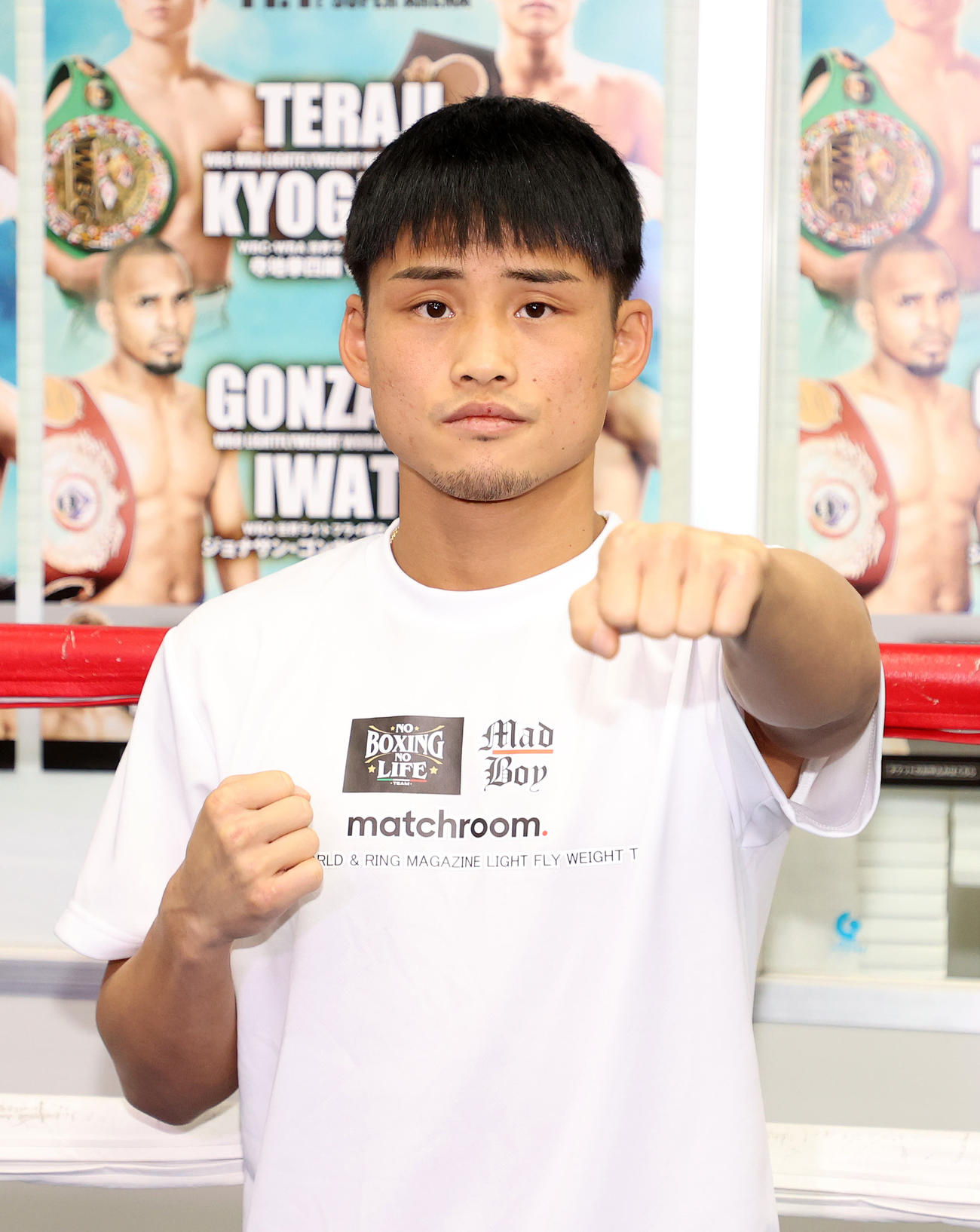 ファイティングポーズする京口（撮影・鈴木正人）