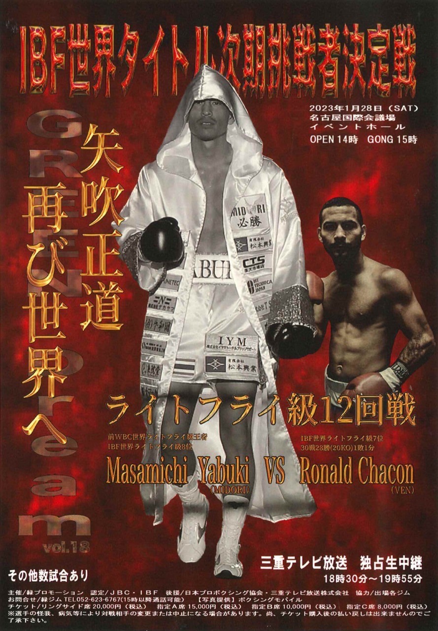 世界王座挑戦者決定戦に挑む矢吹のポスター（緑ジム提供）