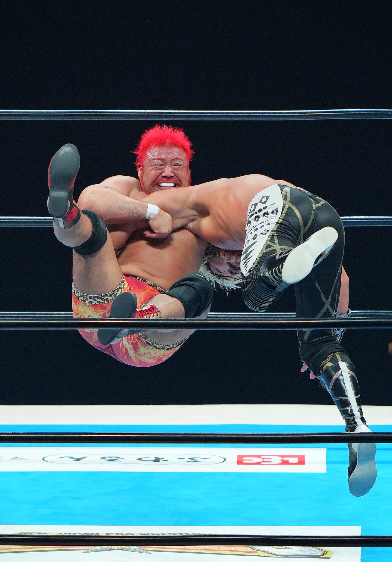 SANADA対征矢学　SANADA（右）をたたきつける征矢（撮影・垰建太）