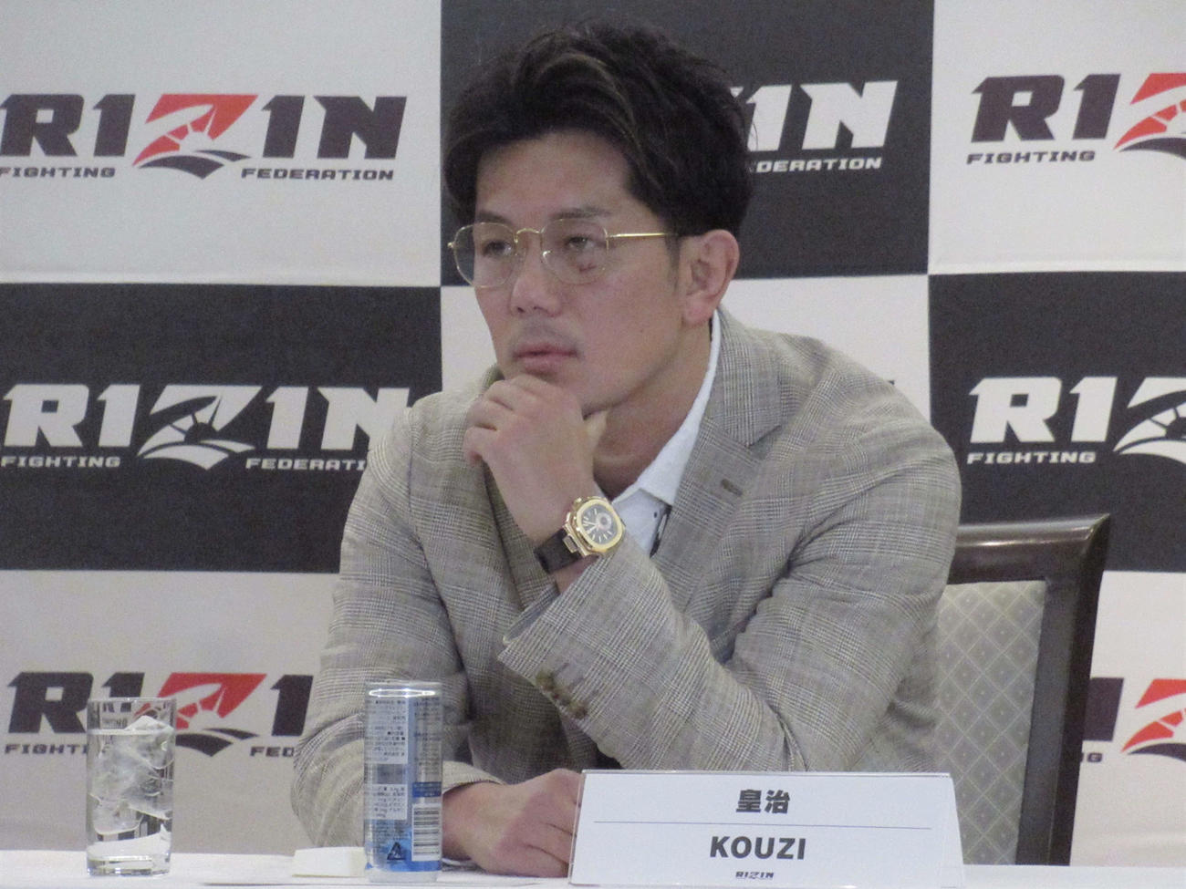 RIZIN41追加カード記者会見に出席する皇治（撮影・勝部晃多）