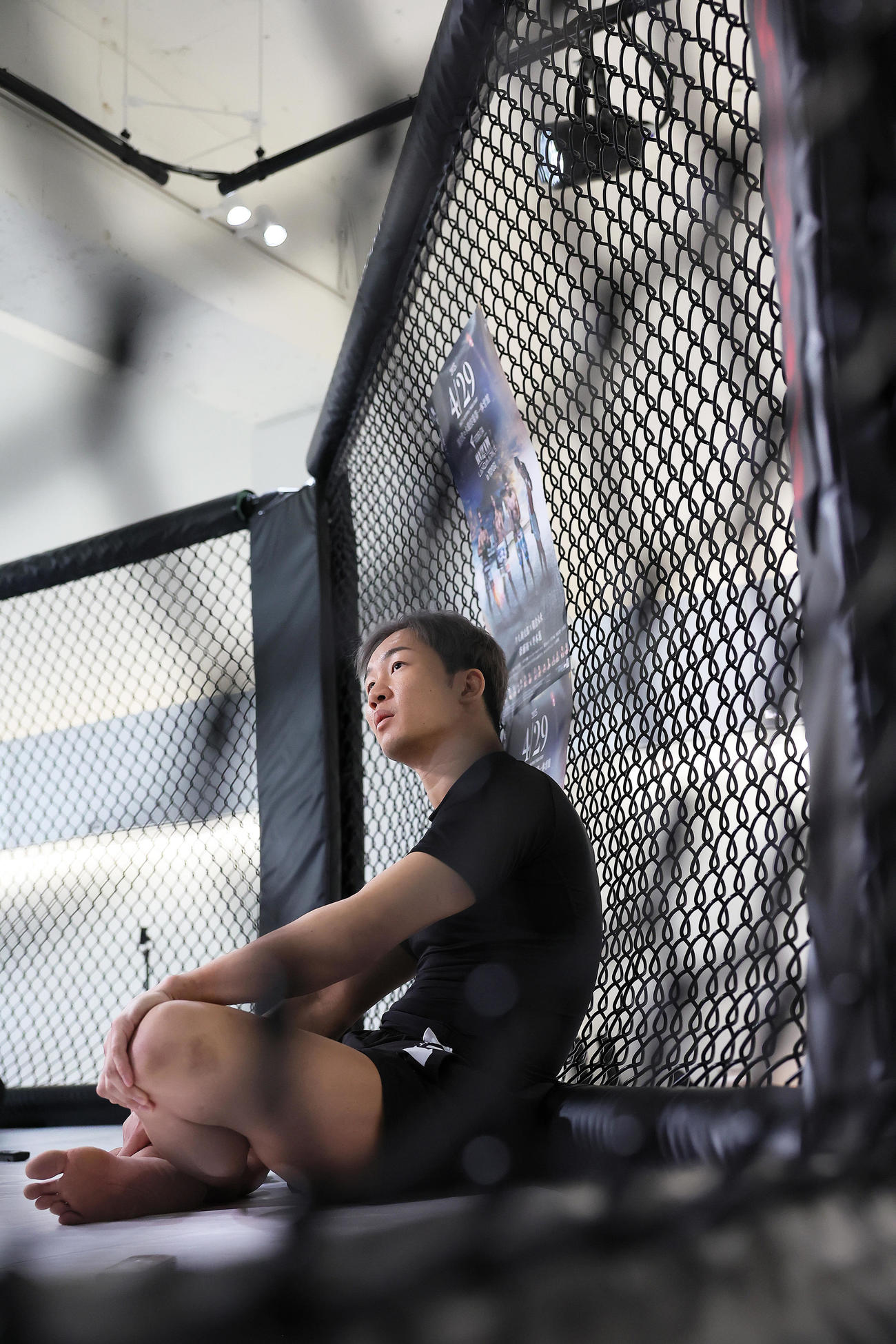 公開トレーニングを終え、意気込みを語る朝倉（撮影・足立雅史）