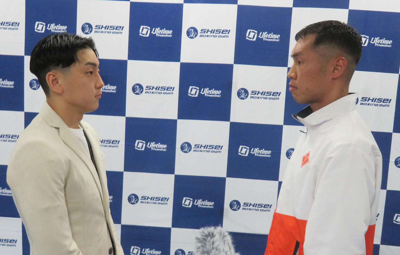 3カ月ぶりに東洋太平洋スーパーフェザー級王座を懸けて再戦する同級3位森武蔵（左）と同級5位渡辺卓也