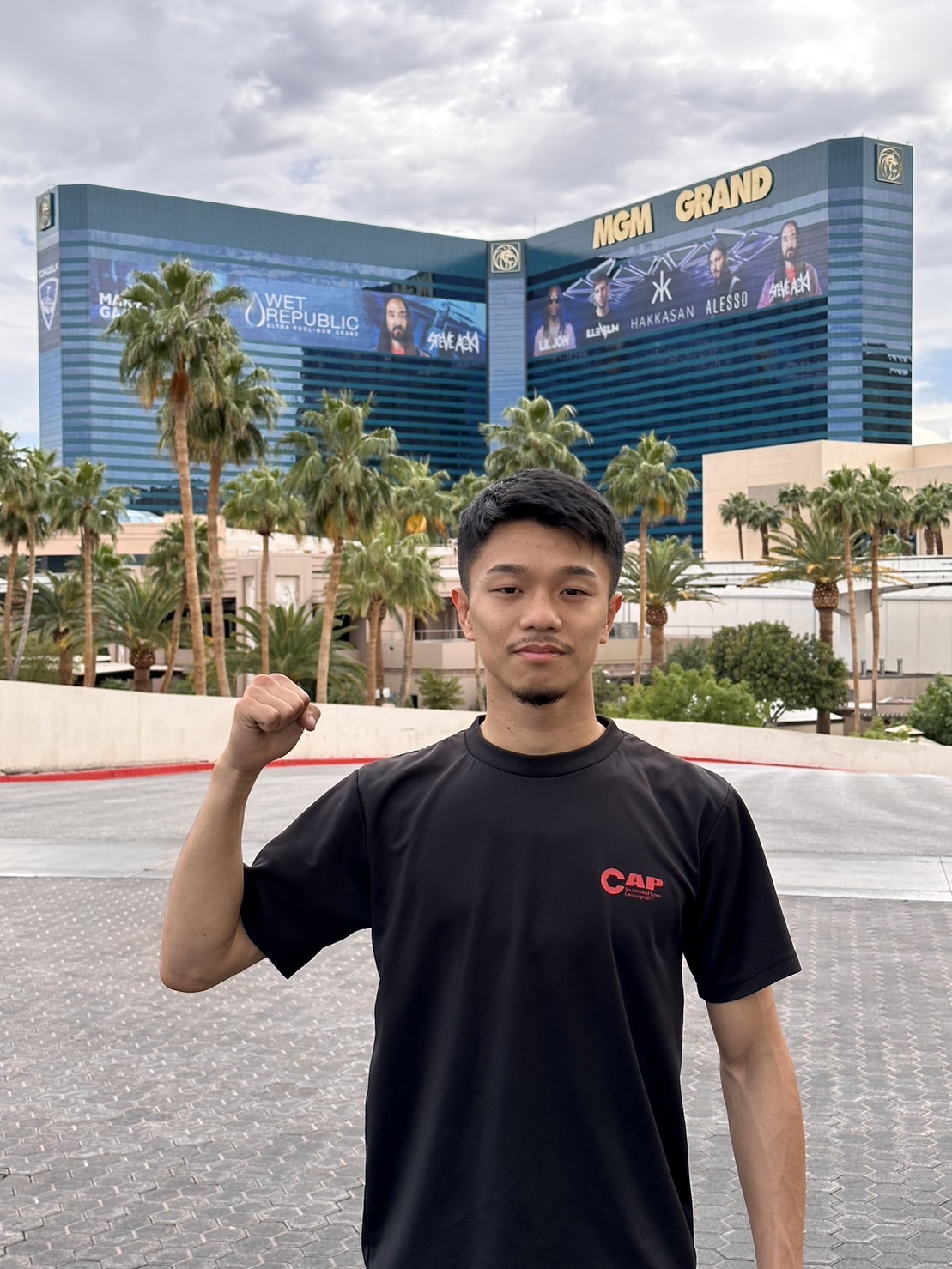WBO世界スーパーフライ級王座決定戦に向けラスベガスに移動した同級1位中谷潤人（M・Tジム提供）