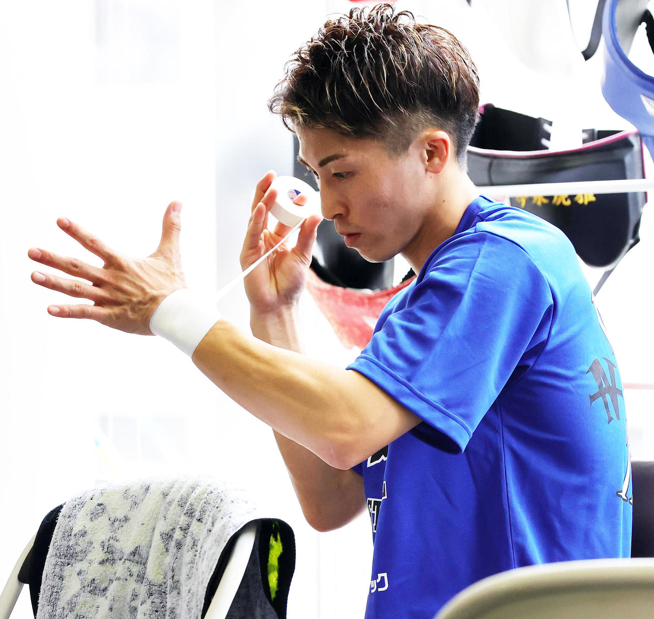 練習を公開した井上尚弥（撮影・野上伸悟）
