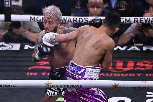 ドネア（手前）と戦うサンティアゴ（AP）